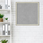 Amanti Art Silver Framed Magnetic Board 26x26 Medium Vision Board for use with Magnets, 100% Metal Sheet to Display Items as Office Decor or for Home Organization in mudroom, Kitchen or Kids Room