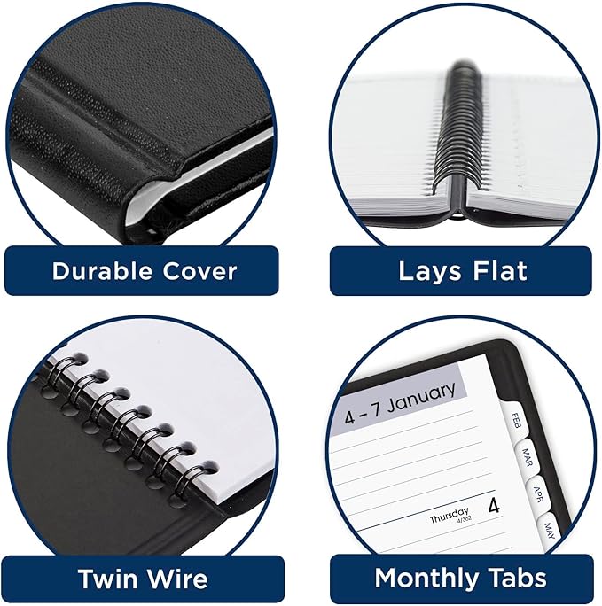 AT-A-GLANCE 2024 Weekly & Monthly Planner, 7" x 8-3/4", Medium, Refillable, Executive, DayMinder, Black (G5450024)