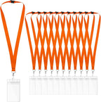 12-Pack Orange Breakaway Lanyards with Waterproof Badge Holders, Polyester Neck Straps for ID Cards, Events, Office, and Schools