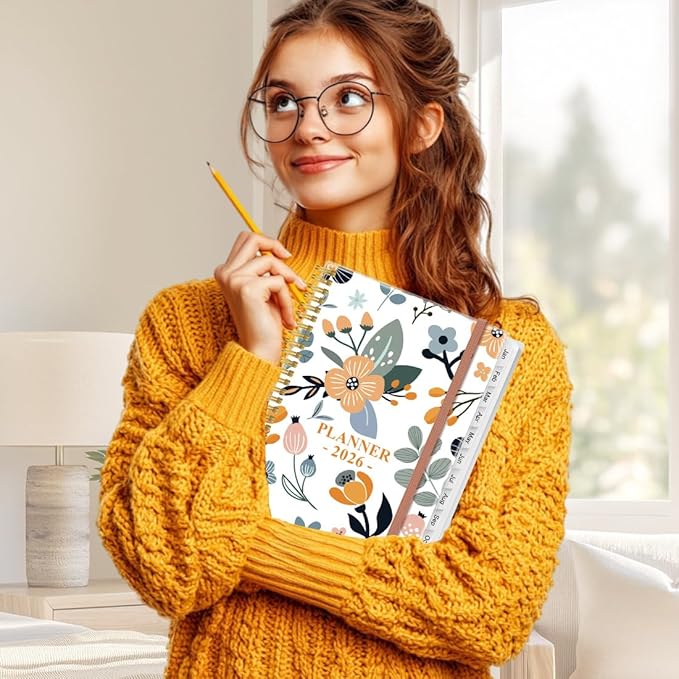 2026 Planner - Weekly Monthly Planner 2026 from January 2026 to December 2026 with 12 Monthly Tabs, Flexible Cover, Inner Pocket, 8.5" x 11", Rose Floral