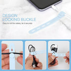 Donruby 24Pcs Silicone Cable Ties - Reusable & Washable with Locking Buckles, Adjustable Fastening Cable Management Straps, Multi-Purpose High Elasticity Cord Organizer (Ice Blue)