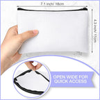 Reginary 80 Pack Canvas Zipper Makeup Bags Bulk Pencil Pouches Blank DIY Craft Canvas Cosmetic Bag Pouch with Zipper for Makeup Cosmetic Toiletry Stationary Storage(White and Black Zippers)