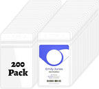 200Pcs Badge Holder Plastic ID Badge Holder Clear Vertical ID Card Holder 2.5" x 4.5" Waterproof Name Badge Holders for ID Card/Credit Card/Student Card