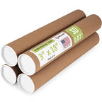 Paclord 3" x 18" Reinforced Kraft Paper Mailing Tube, Pack of 4 Tubes with 8 Caps – Secure USPS Approved Poster Tube – Cardboard Tube for Shipping and Storing Posters, Prints, Artwork, or Documents