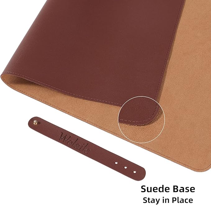 Wolaile PU Leather Desk Pad Blotter 27x13 inches,Non-Slip Base Waterproof Surface Office Desk Mat,Large Computer Mouse Pad,Old Desktop Cover Decor,Brown