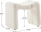 Modern Boucle Ottoman, Vanity Stool Chair, Foot Stool with Wooden Legs Sofa Bench Footstool Extra Seat for Vanity, Makeup Room, Living Room, Entryway, Set 2, White