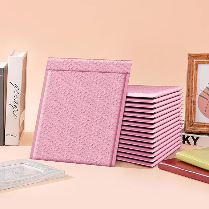 Fuxury Bubble Mailer 8.5x12 250 Pack,Light Pink#2 Poly Bubble Mailers,Self Seal Padded Envelopes,Waterproof Bubble Mailing Envelopes,Cushioning Packaging Bags for Books,Clothes, Makeup Supplies