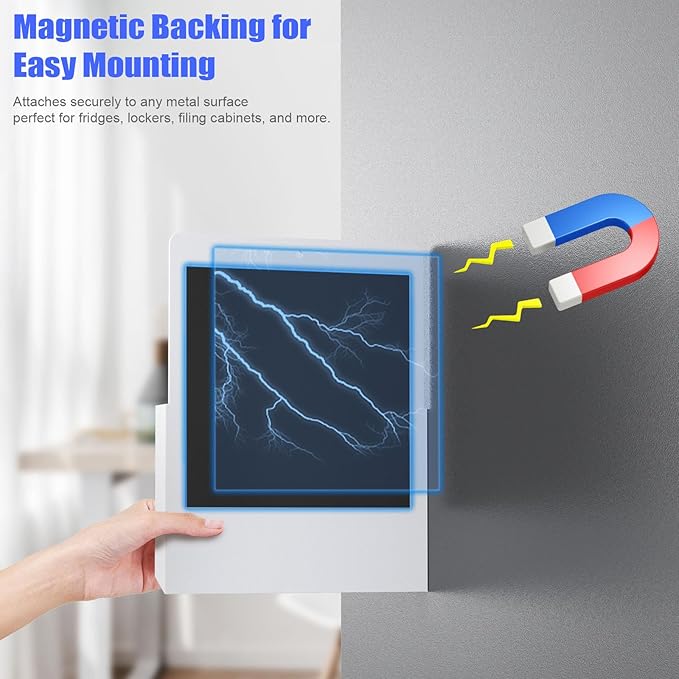 6 Pack Magnetic File Folder Holder, Wall Hanging Magnetic Pocket Mail Organizer for Refrigerator,Classroom Locker Whiteboard, Office Walls,White