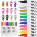 EBANKU 12 Colors Nail Art Pens Set, 3D Nail Polish Pens Acrylic Paint Pens Nail Markers for Nail Art Drawing Painting Manicure Tools Nail Design Kit Home Nail Salon DIY, 0.7MM