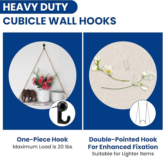 ZIUZI 30 Pcs Cubicle Hooks, Metal Push Pin Hangers, Heavy-Duty Wire Hangers for Office Cubicles, Home Decor, Picture Frames & DIY Projects