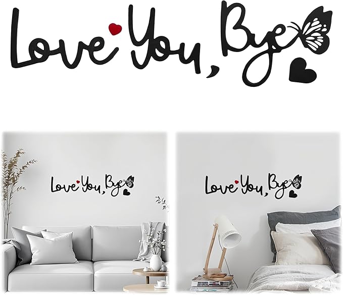 Love You Bye Wood Sign with Butterfly Home Decor Boho Decor Wall Decor Express Love and Warm for Your Family Lovers Wall Art Gift Hallway Entryway Above Door Topper Thanksgiving Decorations for Home