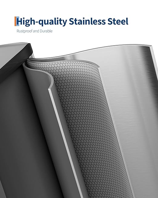 Garvee Trash Can, 2 x 8 gal (2 x 30 L) Garbage Can for Kitchen Dual Compartment Recycling Kitchen Step Trash Bin, Stainless Steel Trash and Recycle Bin Combo with Soft-Close Lid,Silver