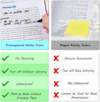 BAYTORY 900 Sheets Transparent Sticky Notes, Clear Waterproof 3 x 3 inch See Through Memo Pad, Self-Adhesive Translucent Writable Index Tabs for Annotating Books, Stationary Supplies