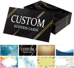 Custom Business Cards - 300gsm Matte Paper Waterproof Front & Back Printed 3.5x2 inch Customizable Logo/Text/QR Code 100/200/500/1000/2000 Pcs