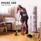 Brooms with Dustpan Combo Set， with 52" Long Handle, Dustpan Teeth with self-Cleaning Function, Indoor and Outdoor Sweeping, Perfect for Home Office (Large/Yellow/ 2-Pack)