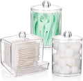 Tbestmax Qtips Dispenser Bathroom Container, 10/12 oz Big Cotton Ball Holder, Clear Plastic Apothecary Jar Organizer for Storage Cotton Swab, Floss Picks