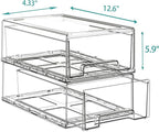 Sgoostood 6 Pack Stackable Organizer Drawers, Clear Desk Storage Box,Transparent Drawer in Home, Office and Kitchen Pull Out Organizer Bins for Make Up, Jewelry, Pen, Desktop Stationary (6L drawer)
