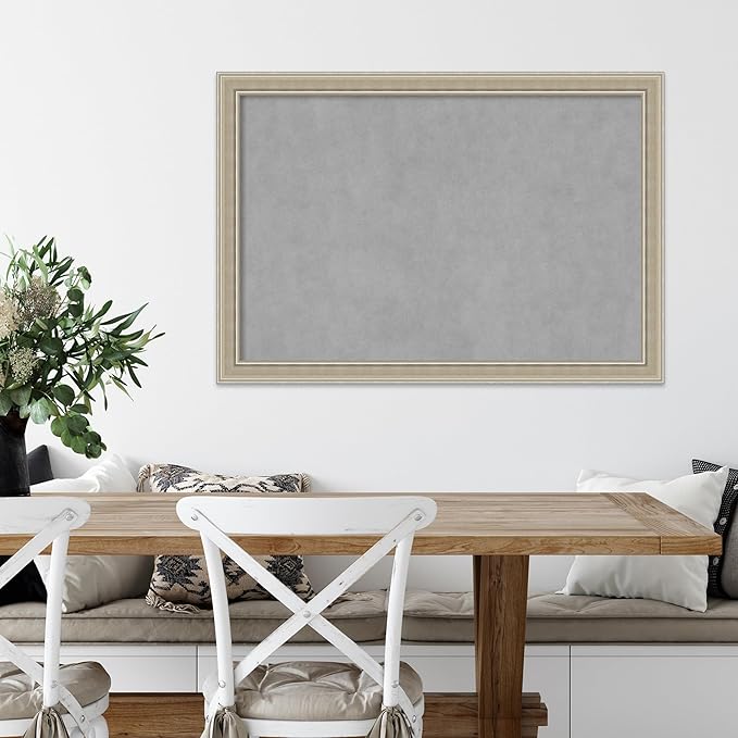 Amanti Art Silver Framed Magnetic Board 28x40 Large Vision Board for use with Magnets, 100% Metal Sheet to Display Items as Office Decor or for Home Organization in mudroom, Kitchen or Kids Room