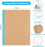 12 Pack Lined Notebook Journals Bulk, 7-1/2" x 9-3/4", Wide Ruled Paper, 30 Sheets/60 Pages, Kraft Cover with Rainbow Spines, 12 Colors Lined Composition Notebook Journal for Work Study Note Taking