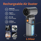 SYNRIC Compressed Air Duster, Stepless Speed Electric Air Duster, Metal Shell Air Blower with Brushless Motor, 120000 RPM Keyboard Cleaner Replaces Canned Air for Outdoors, Car, Home Cleaning