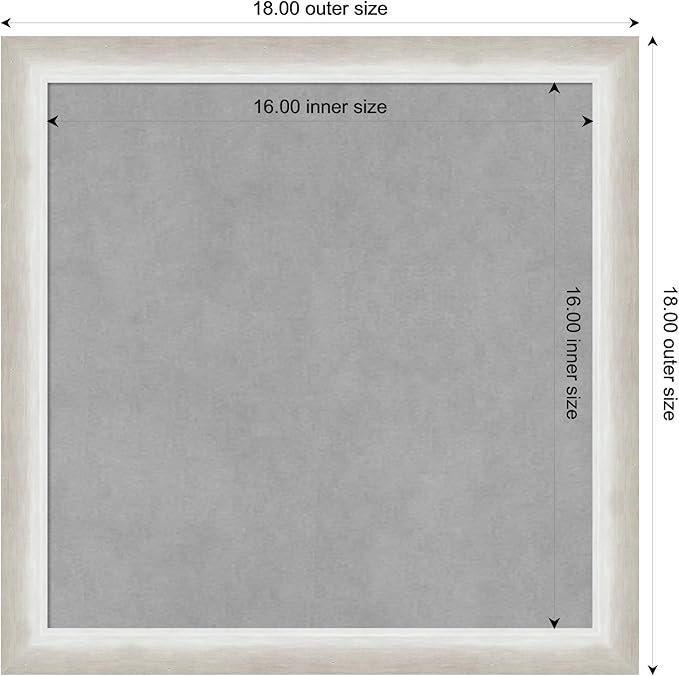 Amanti Art Silver Framed Magnetic Board 18x18 Small Vision Board for use with Magnets, 100% Metal Sheet to Display Items as Office Decor or for Home Organization in mudroom, Kitchen or Kids Room