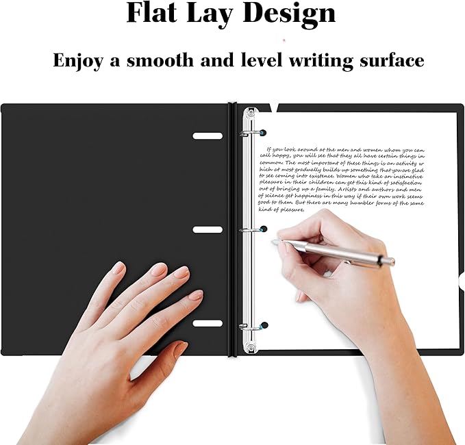 INFUN 1 Inch Telescoping 3 Ring Binder- 4 PCS-Black, Portable Plastic Binder with Telescoping Spine, 3 Ring Binders with Foldable Front Cover Holds 8.5" x 11" Paper for School,Office and Homes