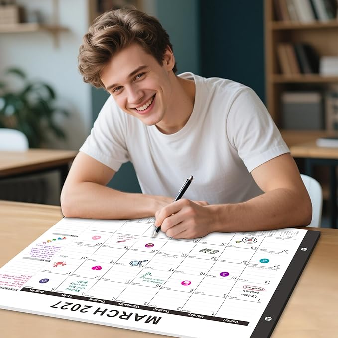 Gannyfer Desk Calendar 2026, Large 2026 Desk Calendar 22" x 17", Use Now to March 2027, 18 Monthly Academic Desktop Calendar 2026 with To-Do List, 2026 Calendar for Office, School, Home(6 Stickers)
