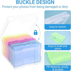 COSICS Photo Storage Box 5" x 7", Extra Large Transparent Plastic Photo Organizer Craft Keeper with 6 Colorful Inner Case for Cards, Pictures, Stamps, Stickers, Seeds, Office Supplies