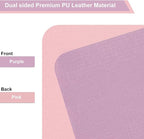SUJAYU Dual Sided PU Leather Desk Pad, Mouse Pad, Office Desk Mat, Non-Slip Laptop Desk Pad, Waterproof Desk Writing Pad for Office and Home (23.6" x 11.8", Pink+Purple)