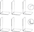 CY craft 6 Pieces/3 Pairs Bookends,Clear Acrylic Bookends for Shelves,Heavy Duty Book Ends and Desktop Organizer,Book Stopper for Books/Movies/CDs,7.3x4.8x4.8 inch