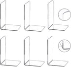 CY craft 6 Pieces/3 Pairs Bookends,Clear Acrylic Bookends for Shelves,Heavy Duty Book Ends and Desktop Organizer,Book Stopper for Books/Movies/CDs,7.3x4.8x4.8 inch