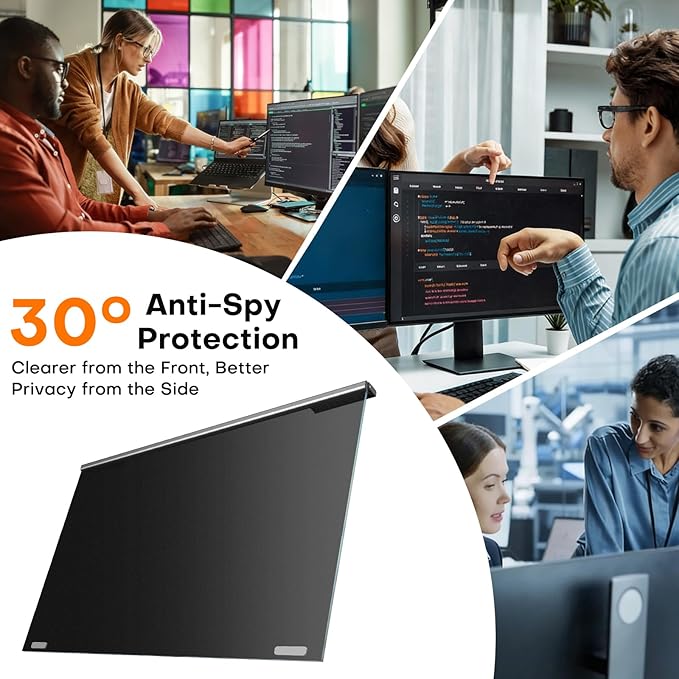 OMOTON Magnetic Computer Privacy Screen for 27 Inch 16:9 Aspect Ratio Computer Monitor, Hanging Removable Privacy Eye Protection Anti Glare Blue Light Shield Filter, Anti-Spy Protector