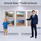 71x36 Inch Lockable Enclosed Bulletin Board, Weather-Resistant Outdoor Noticeboard with 2 Locking Doors, Wall-Mounted Silver Aluminum Frame & Grey Felt Presentation Board