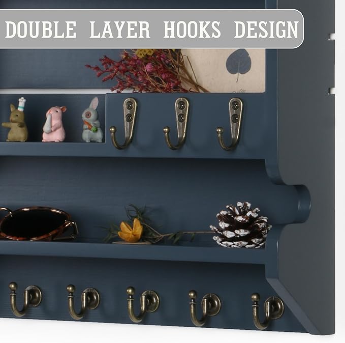 Mutsault Key Holder for Wall, Mail Organizer Wall Mounted, Gray