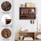 Mutsault Key Holder for Wall, Mail Organizer Wall Mounted, Luxury Walnut