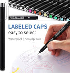 YISAN 18-Pack Colored Drawing Pens for Artists,Fineliner Pens,Micro-line Pens,11 Waterproof Archival Ink Colors Felt Tip & 7 Black,70344