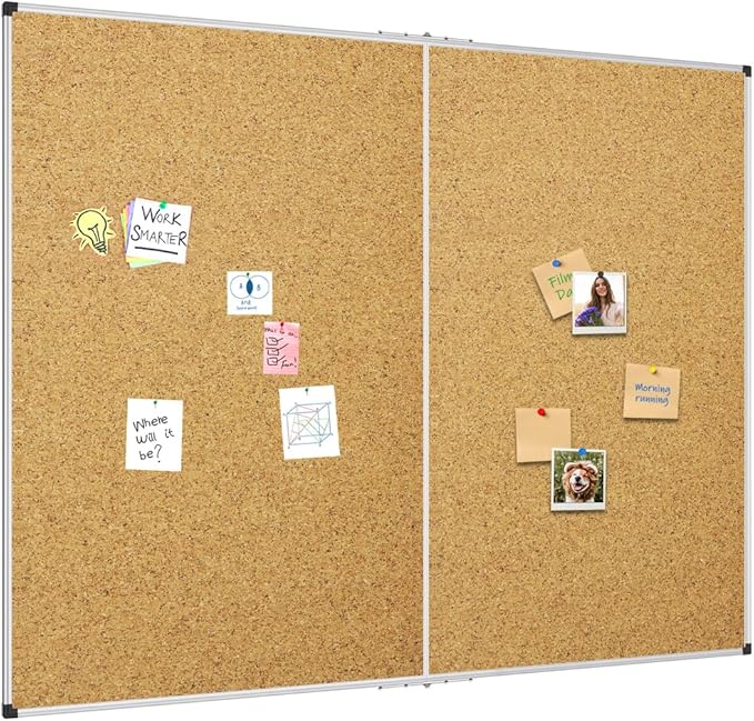 XBoard Large Cork Bulletin Board 60 x 48 Inch, Push Pin Corkboard with Aluminum Frame, 5' x 4' Message Notice Board for School, Home & Office Wall Display and Organization
