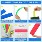 Zonon 500 Pcs 12 Inch Plastic Ruler Assorted Colors Rulers with Centimeters Millimeter and Inches Shatterproof Straightedge Bulk for Classroom School Home Office Kids