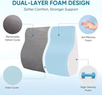 AHUAWA Lumbar Support Pillow for Recliner Chair and Couch, Memory Foam Back Cushion Ergonomic Back Support Pillow for Lower Back Pain Relief, with Soft Velvet