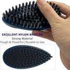 GKETN Small Scrub Brush with Nylon Bristles - Heavy Duty Cleaning Brush for Bathroom, Kitchen, Grout, Tiles - Non-Slip Teardrop Handle & Hangable Design - Deep Blue