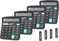 Calculators for Desk, BESTWYA 12-Digit Dual Power Handheld Desktop Calculator with Large LCD Display Big Sensitive Button (Black,Pack of 4)