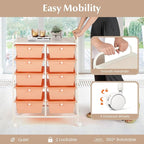 LDAILY 10 Drawer Rolling Cart, Storage Cart Organizer on Wheels, Drawer Cart with Metal Frame & Large Storage Capacity, Rolling Cart with Drawers for Living Room Classroom, Office