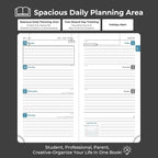 IN-LUXPRO Planner 2026 Daily Weekly and Monthly,6.5"x3.75",12 Months Spiral Bound Calendar Agenda with Self-adhesive Pen Holder,2026 Appointment Book with Vegan Leather Soft Cover,Black