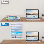 Gawerk 6 Tier Hanging File Organizer, Mesh Wall File Holder Paper Folder Rack with Bottom Flat Tray for Office Home, White