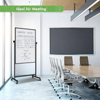 Rolling Whiteboard on Wheels, 32x48 Inches Double-Sided Magnetic Dry Erase Board with Stand, Height Adjustable Mobile White Board Easel for Classroom Home Office Black