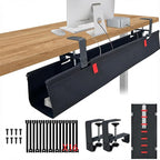 AHOMO,Under Desk Cable Management,No Drill 36",cord organizer,with Silicone Pads (No Scratch!)16 Cable Ties,Washable PE Honeycomb Base,Clamp/Screw Mount-Fits Any Desk 0-2.1",No Stinky Cardboard! Black