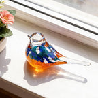 ORRFIDDY Blown Glass Birds - Glass Art Bird Decor, Hand Blown Glass Animal Figurines Paperweight for Home Shelf Decor