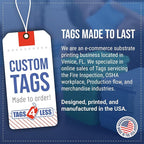 Tags 4 Less 15 Mil Waterproof Plastic Tags, Pack of 100 – 2” x 4” Heavy Duty Plastic Tags for Labeling, Outdoor Tagging, Equipment Labeling, Luggage, Valves & More (Fluorescent Pink)