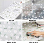 Daisy Shelf Liner for Kitchen Cabinets – Non-Adhesive, Non-Slip Drawer & Refrigerator Liner – Waterproof, Washable Cabinet Mat Floral Pattern, Easy to Cut & Install – Fits Pantry, Bathroom, Office