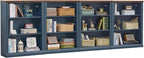 RWYHG 43" Blue Tall Bookshelf Set of 4,3-Tier Thick Wooden Book Shelf with Adjustable Shelves,Free Standing Farmhouse Bookcase with Open Display Storage,Floor Vintage Bookshelves for Living Room